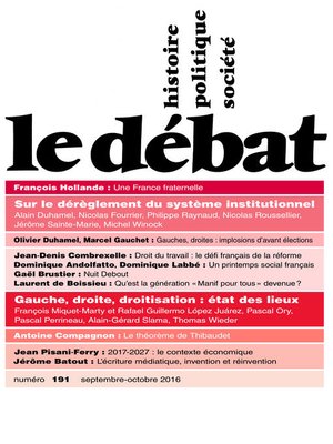 cover image of Le Débat N° 191 (Septembre--octobre 2016)